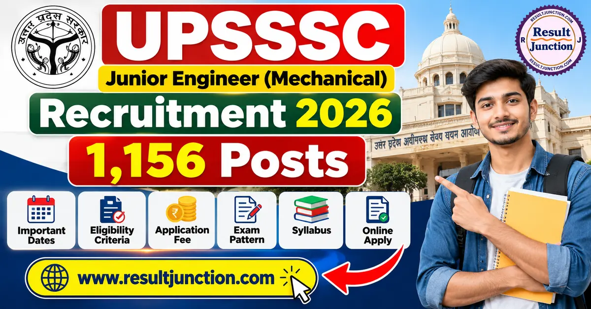 Read more about the article UPSSSC JE Mechanical Recruitment 2026: 1156 Posts, Apply Online